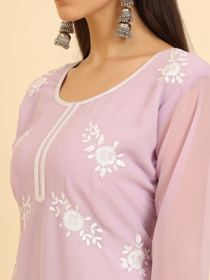 Albeli Designer Lucknowi Chikankari Work Georgette Kurtis Wholesale Shop In Surat
